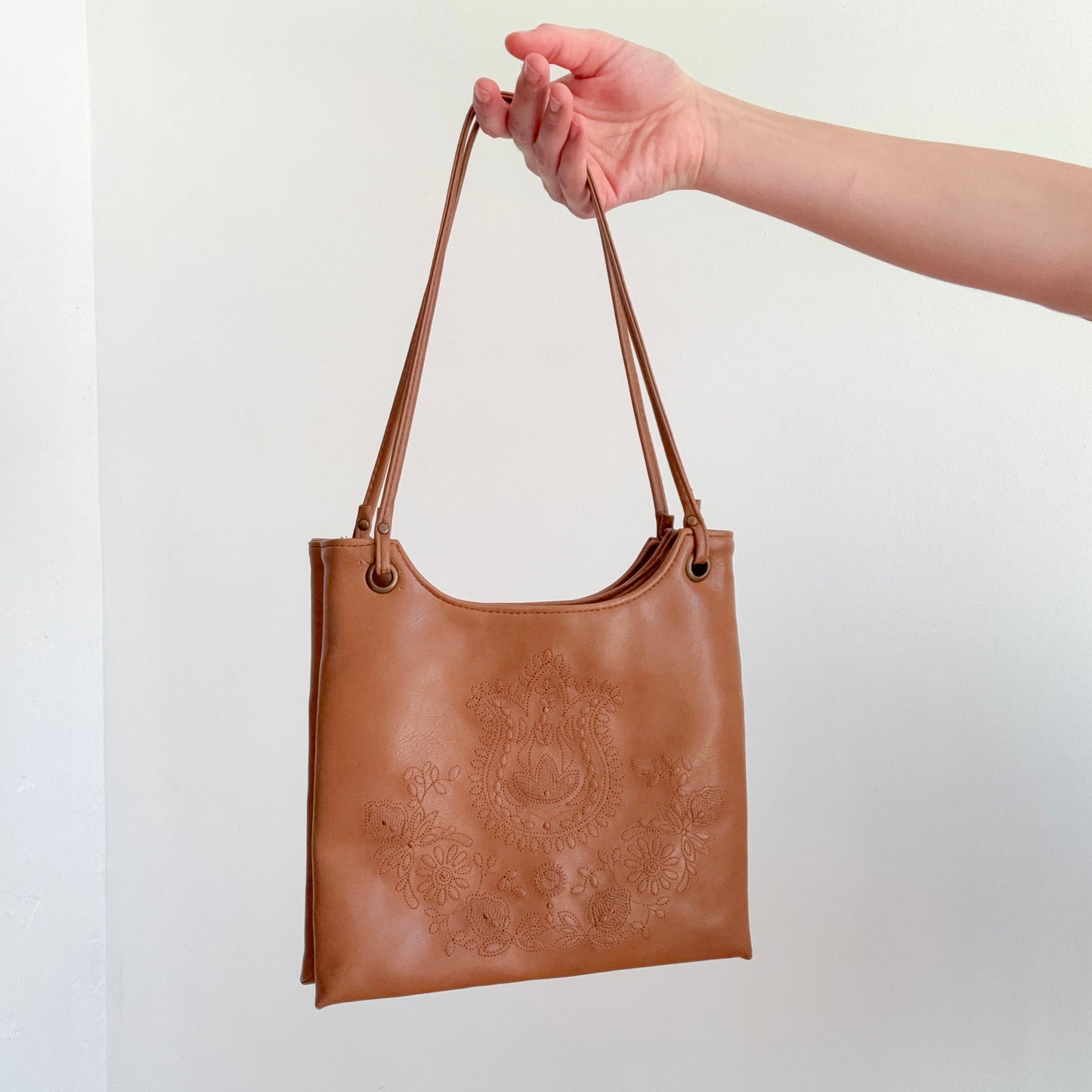 Y2K-does-70's Brown Embroidered Bag