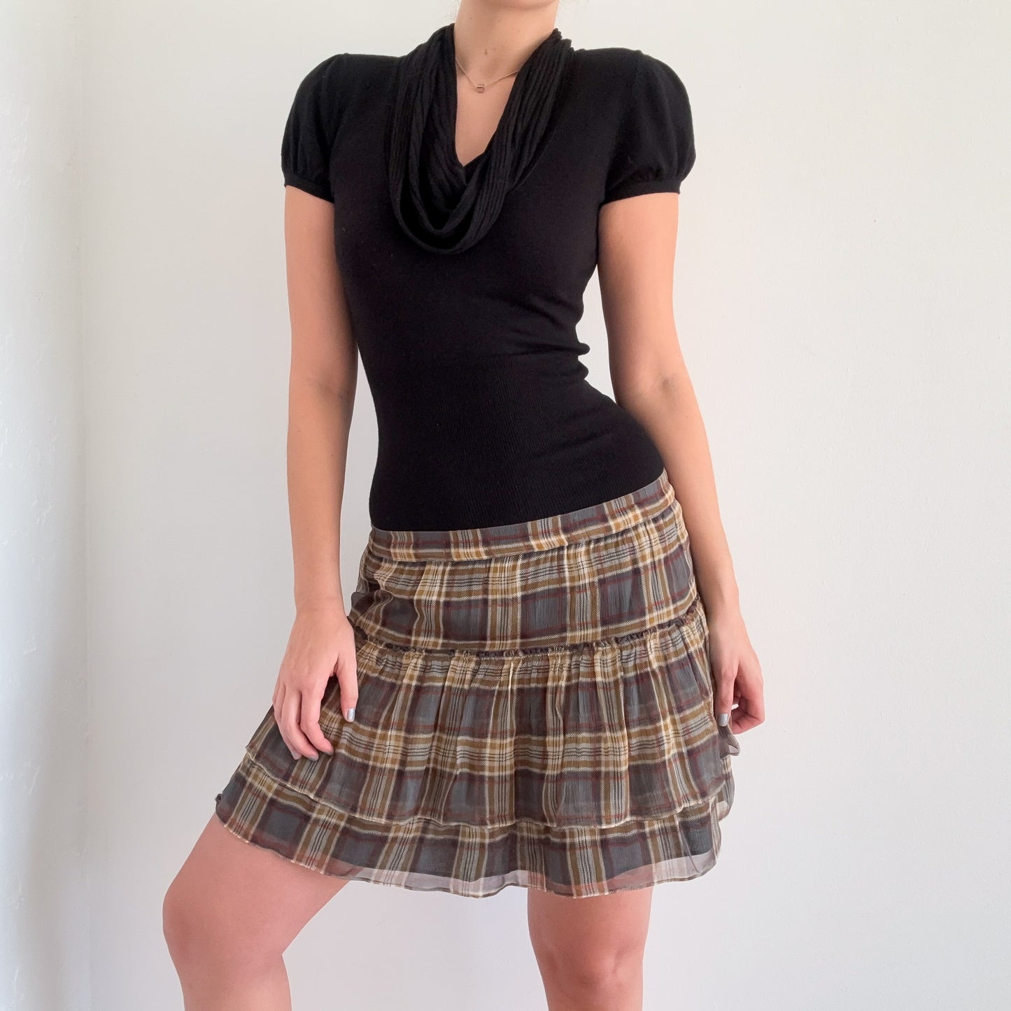 Y2K Abercrombie Plaid Silk Mini Skirt / SZ M