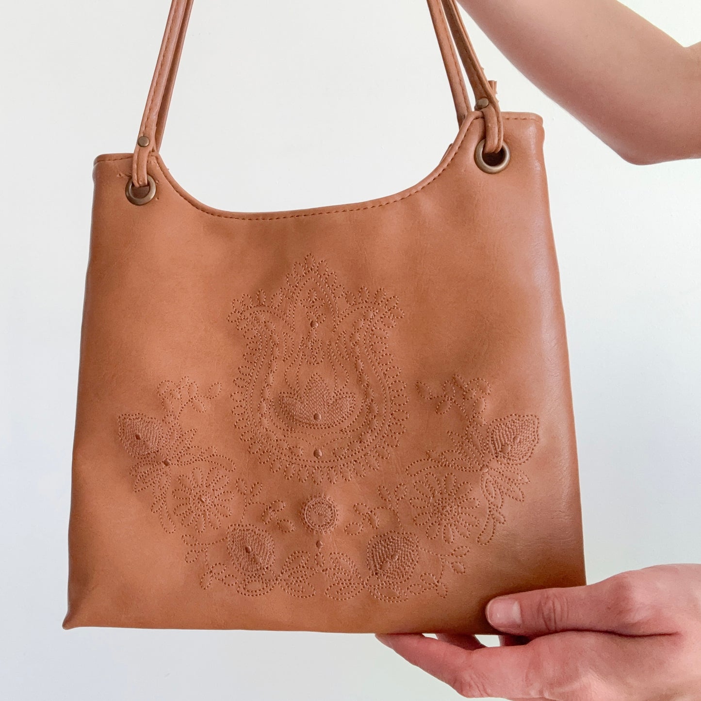 Y2K-does-70's Brown Embroidered Bag