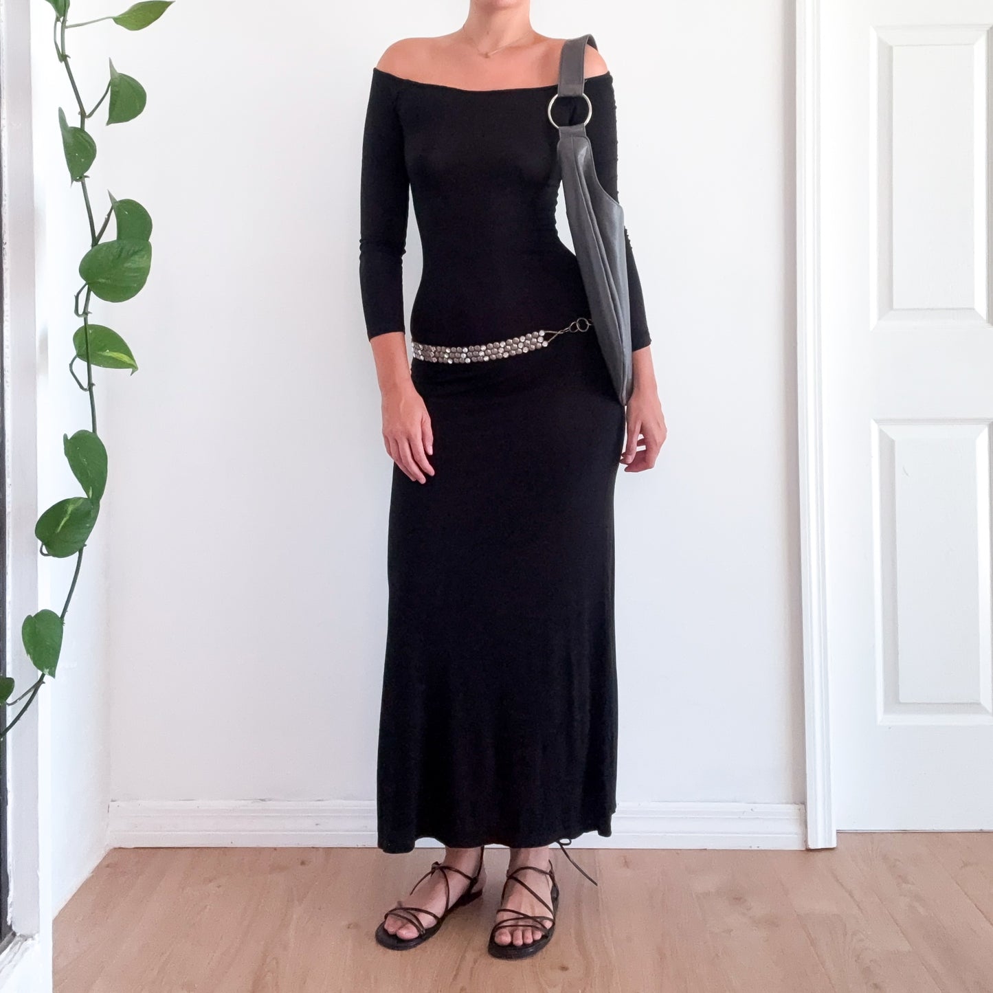 Y2K Black Off the Shoulder Maxi Dress / SZ S