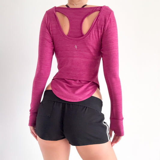 Y2K Magenta Layered Workout Top / SZ S-M