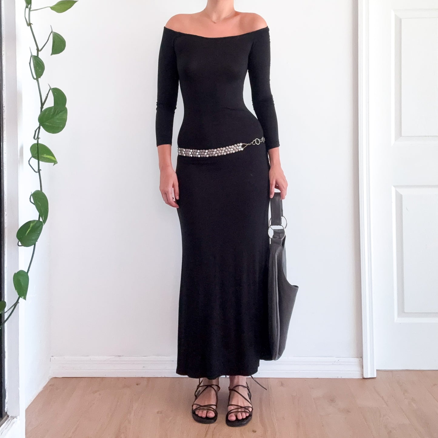 Y2K Black Off the Shoulder Maxi Dress / SZ S