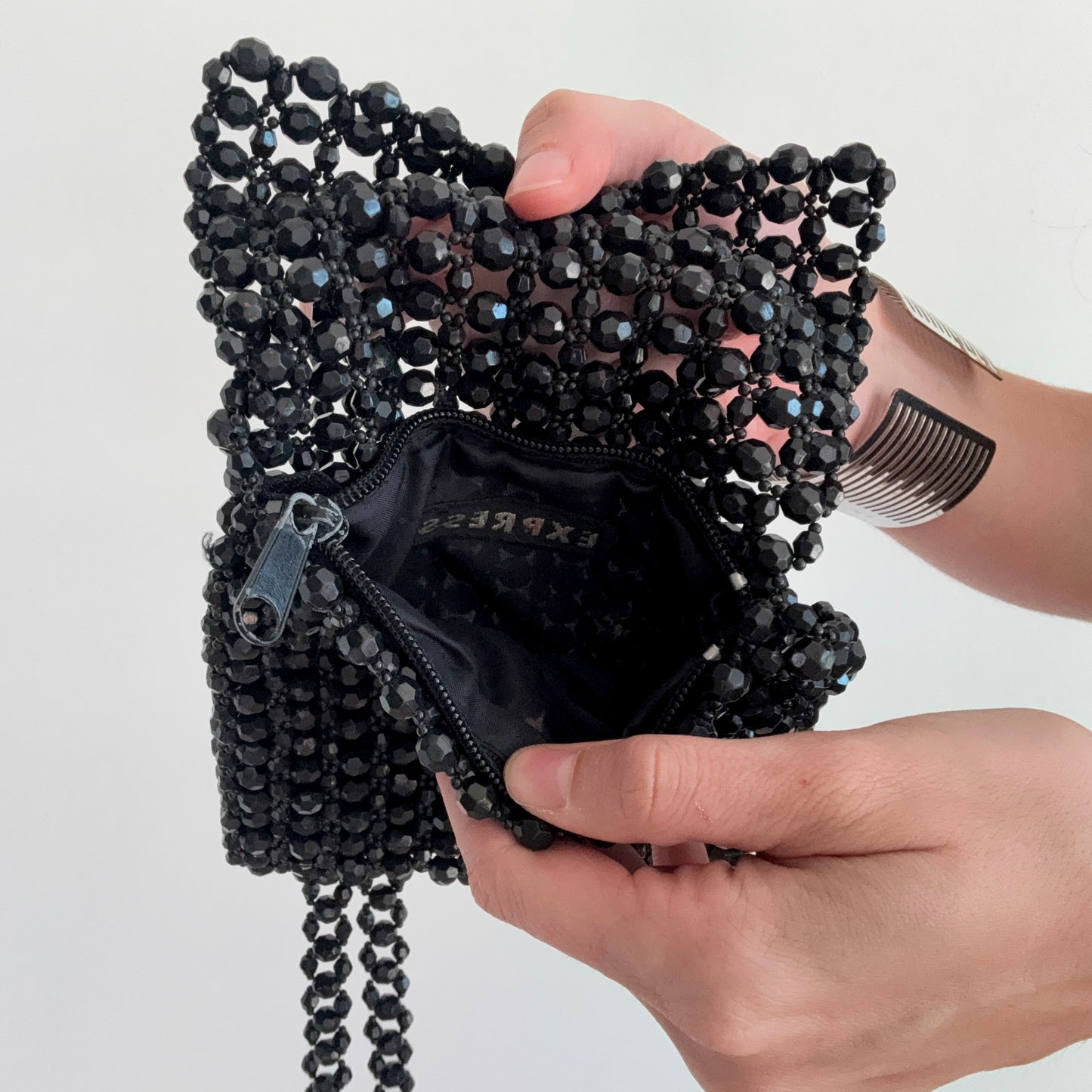 Y2K Express Black Beaded Mini Purse