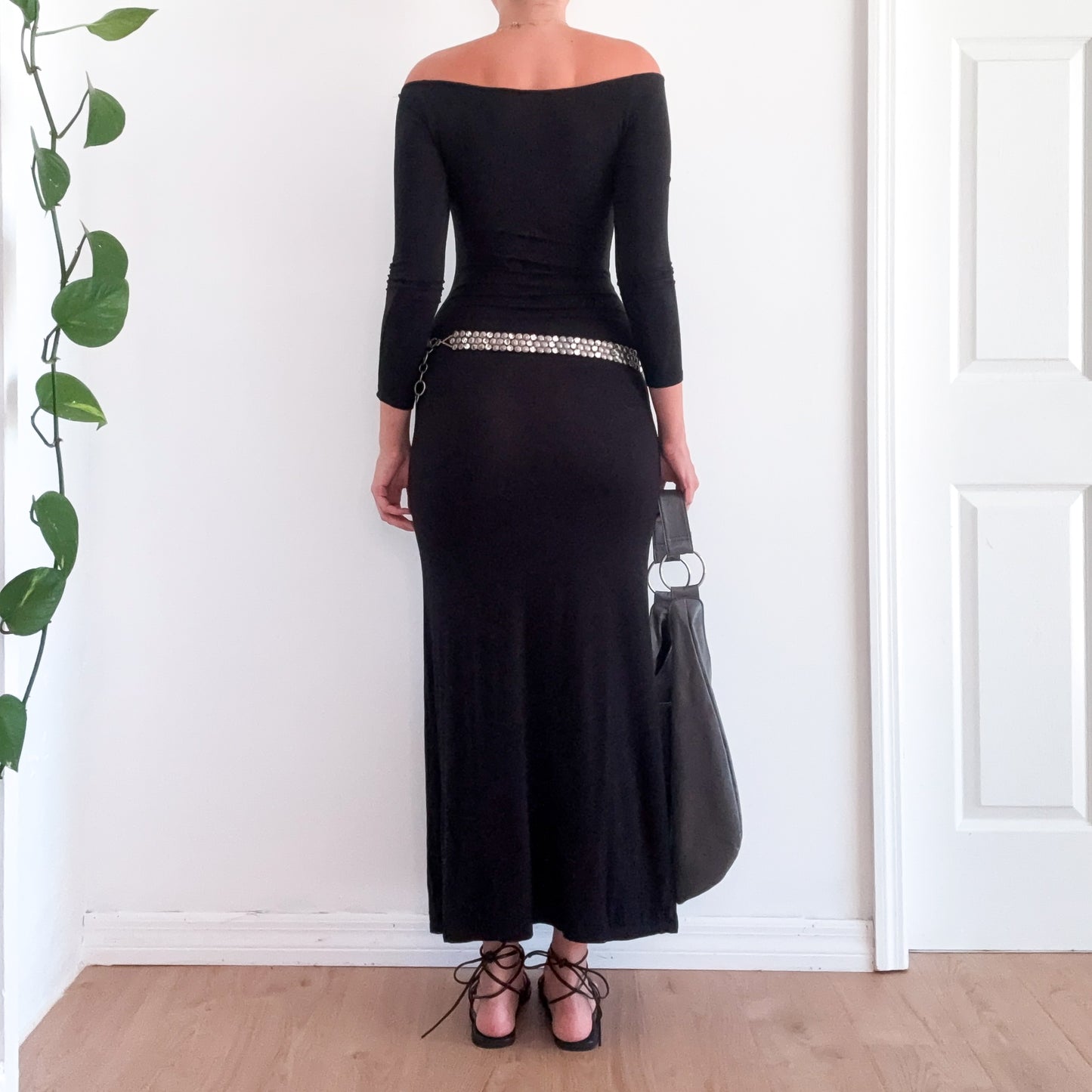 Y2K Black Off the Shoulder Maxi Dress / SZ S
