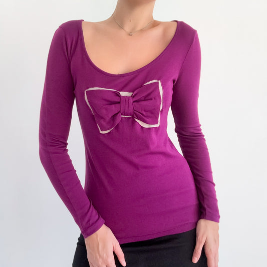 Y2K Sonia Rykiel Purple Bow Long Sleeve / SZ M