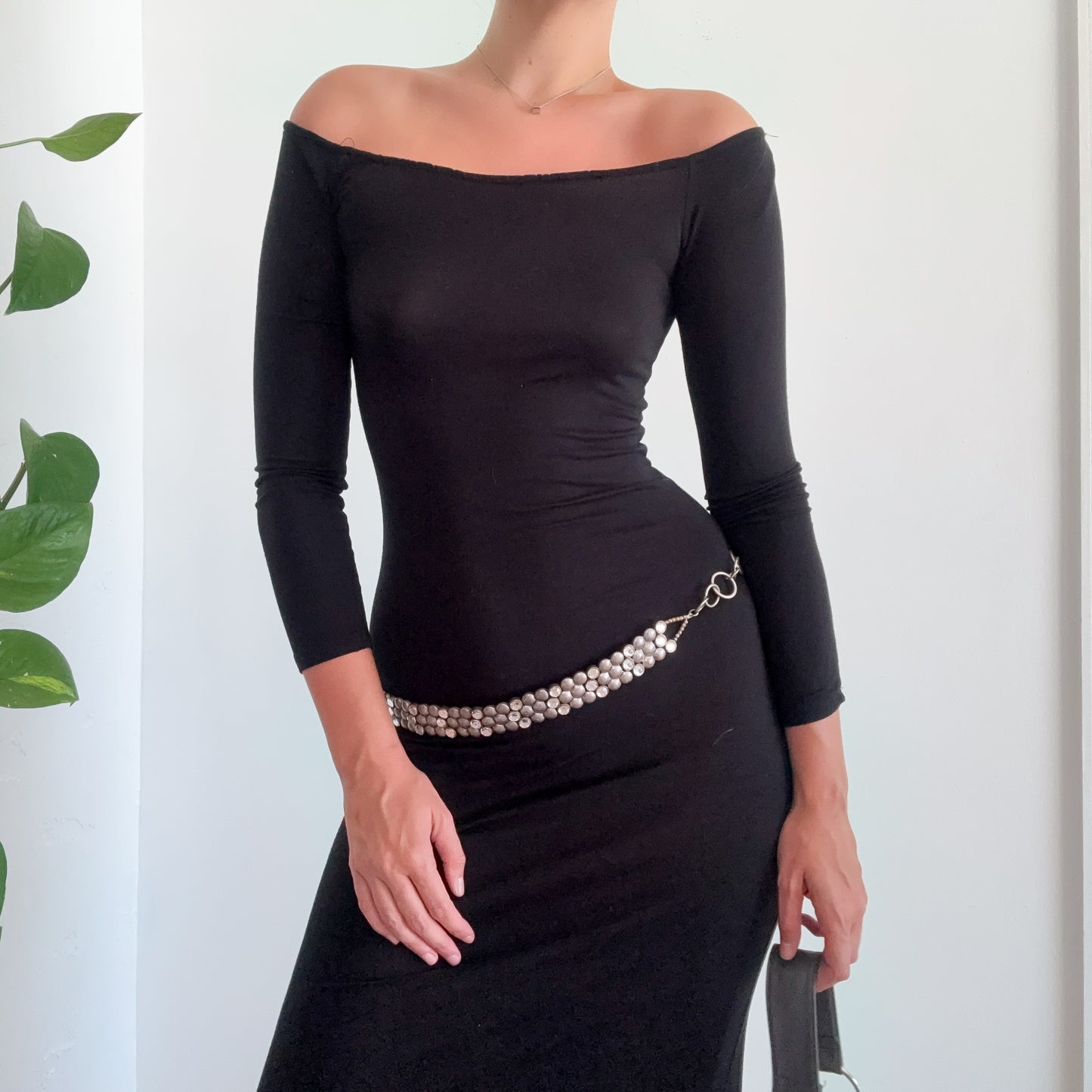Y2K Black Off the Shoulder Maxi Dress / SZ S