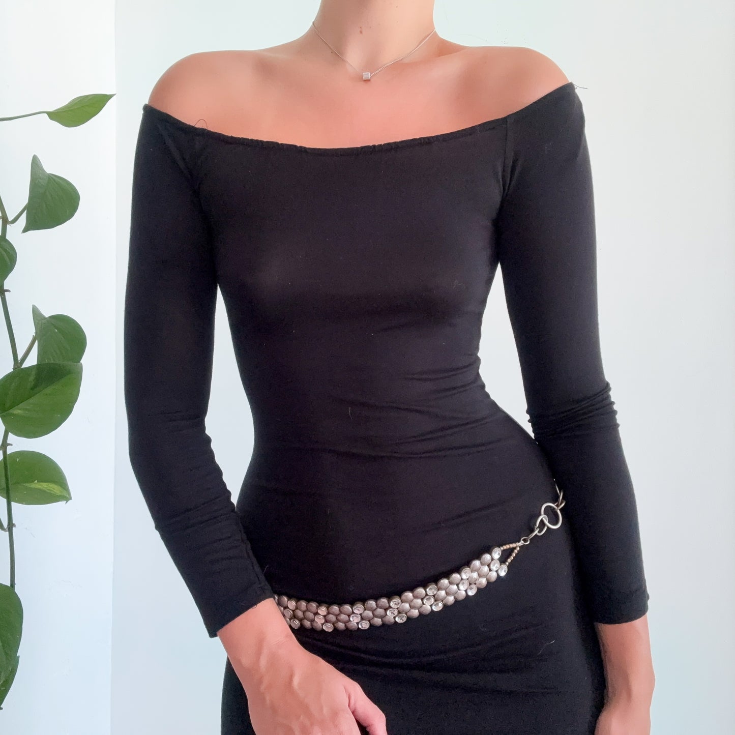 Y2K Black Off the Shoulder Maxi Dress / SZ S