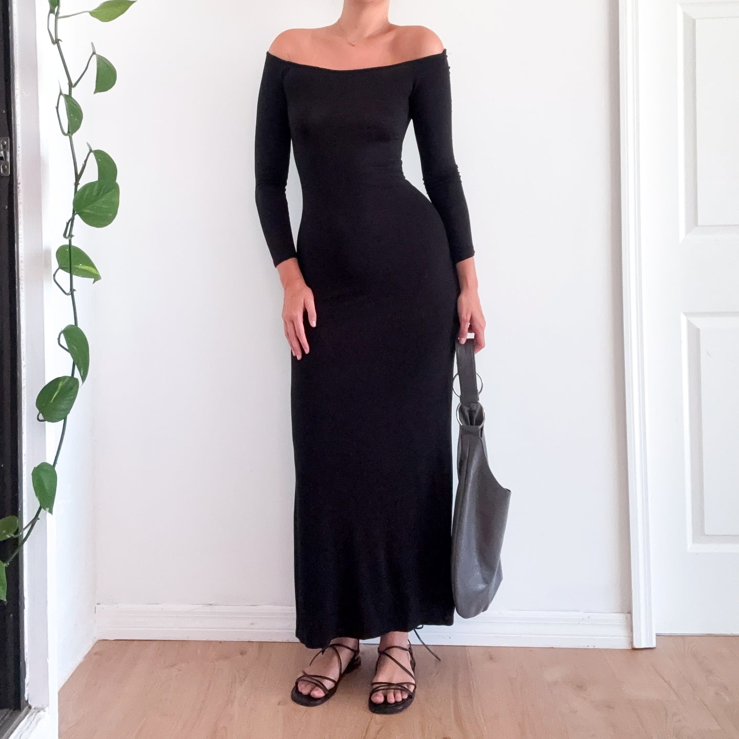 Y2K Black Off the Shoulder Maxi Dress / SZ S