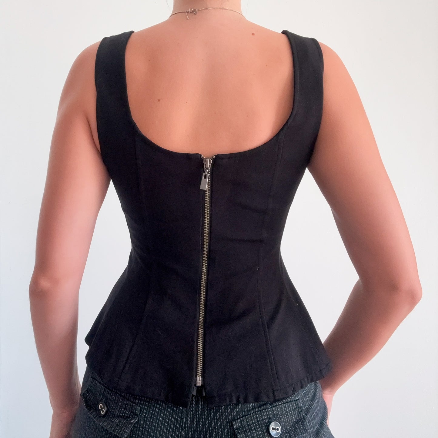 Y2K Nanette Lepore Leather Peplum Top / SZ 2