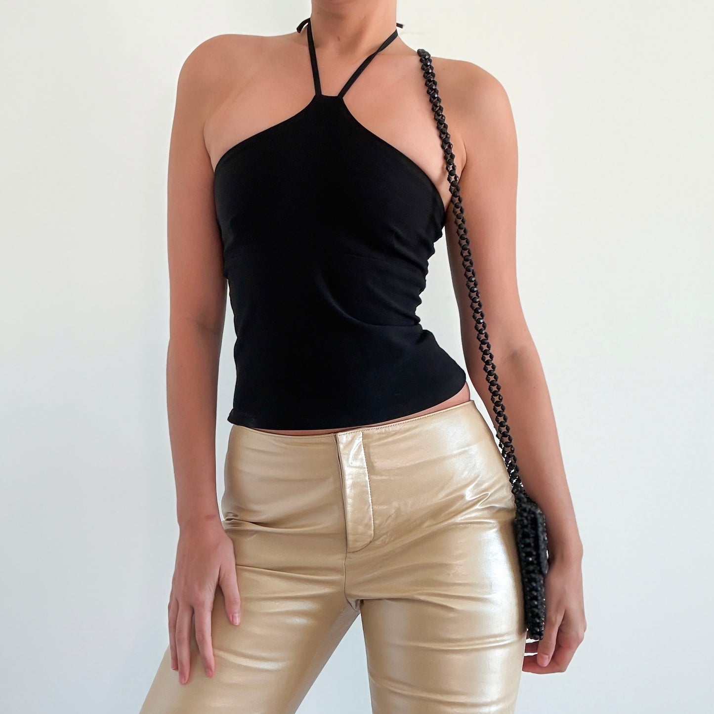 90's Champagne Leather Pants / SZ 6