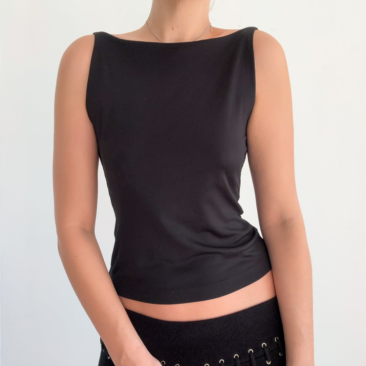 Y2K Black High Neck Reversible Top / SZ M