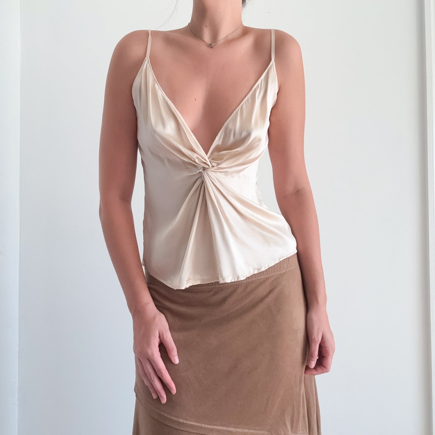 Reformation Silk Cream Twist Tank / SZ M