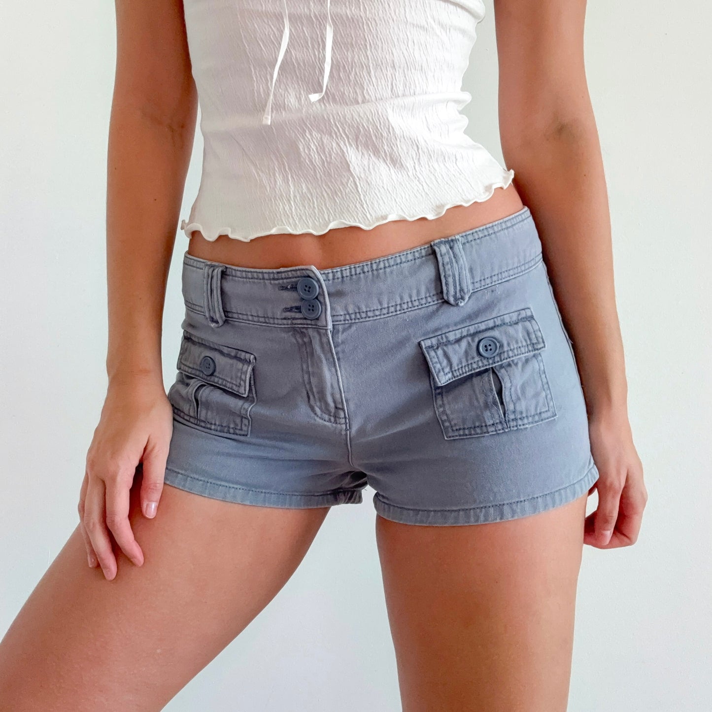 Y2K Faded Blue Pocket Shorts / SZ 8