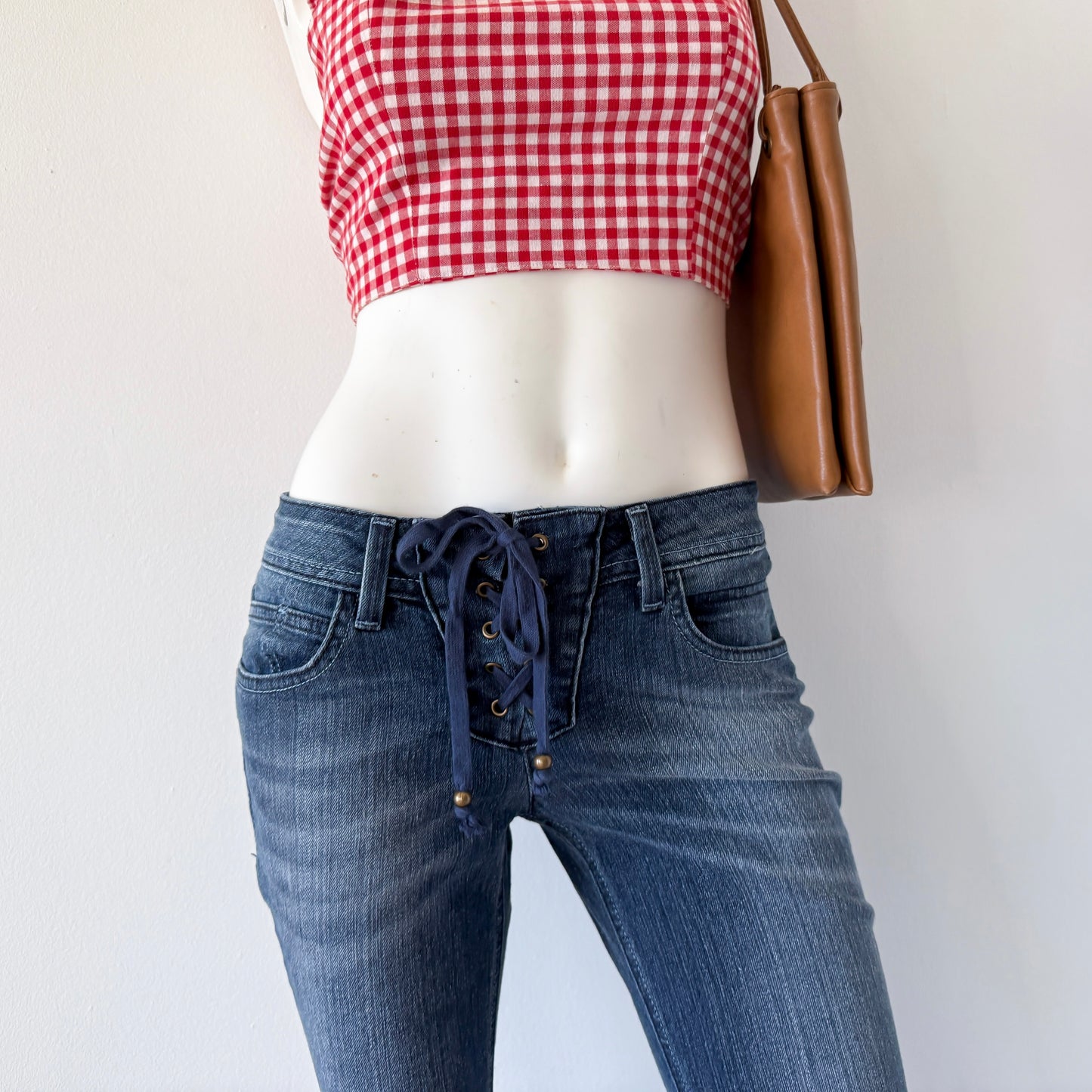 Y2K Dark Denim Lace Up Jeans / SZ 2/4