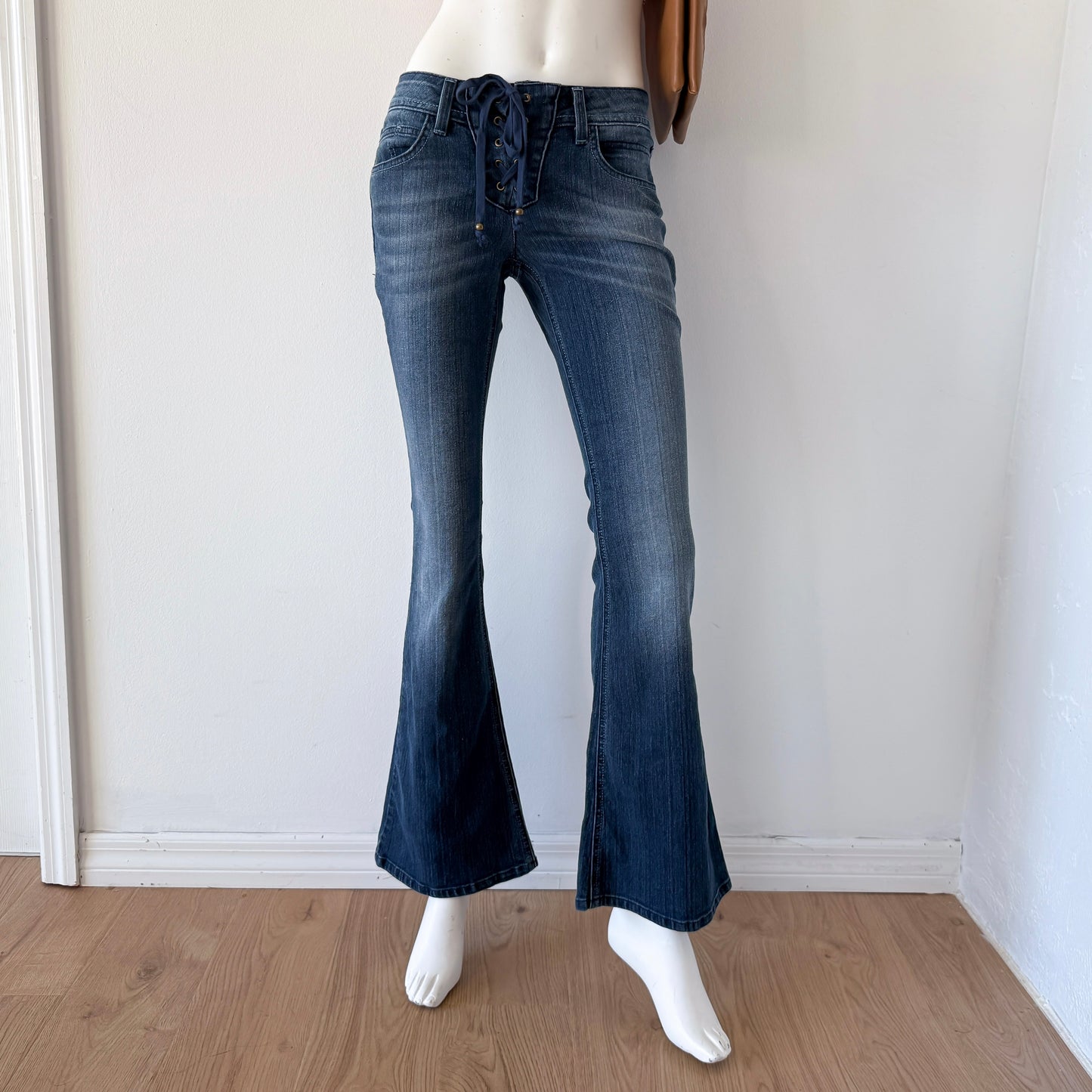 Y2K Dark Denim Lace Up Jeans / SZ 2/4