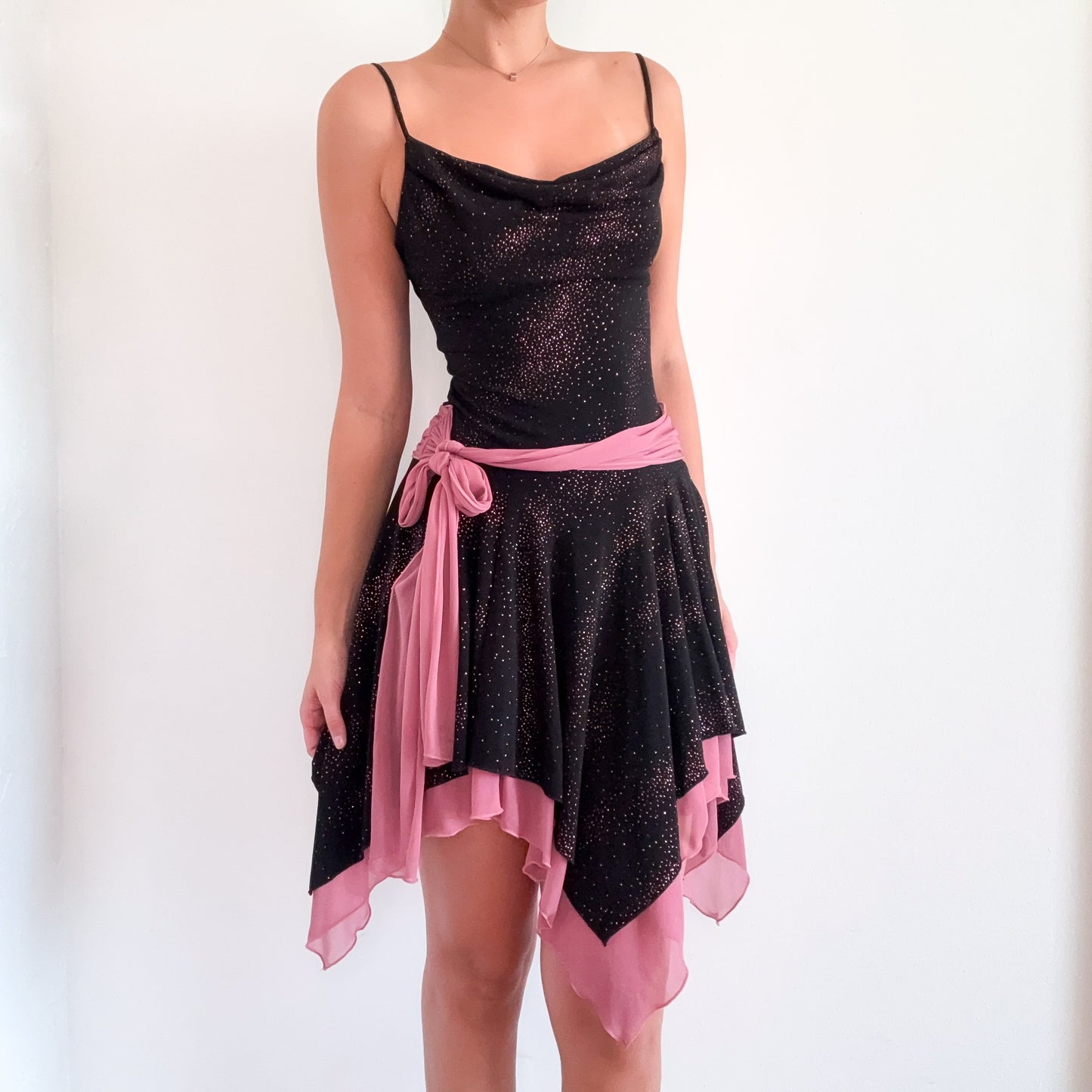 90's Black & Orchid Glitter Fairy Dress / SZ M