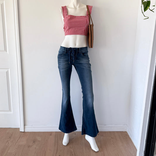 Y2K Dark Denim Lace Up Jeans / SZ 2/4