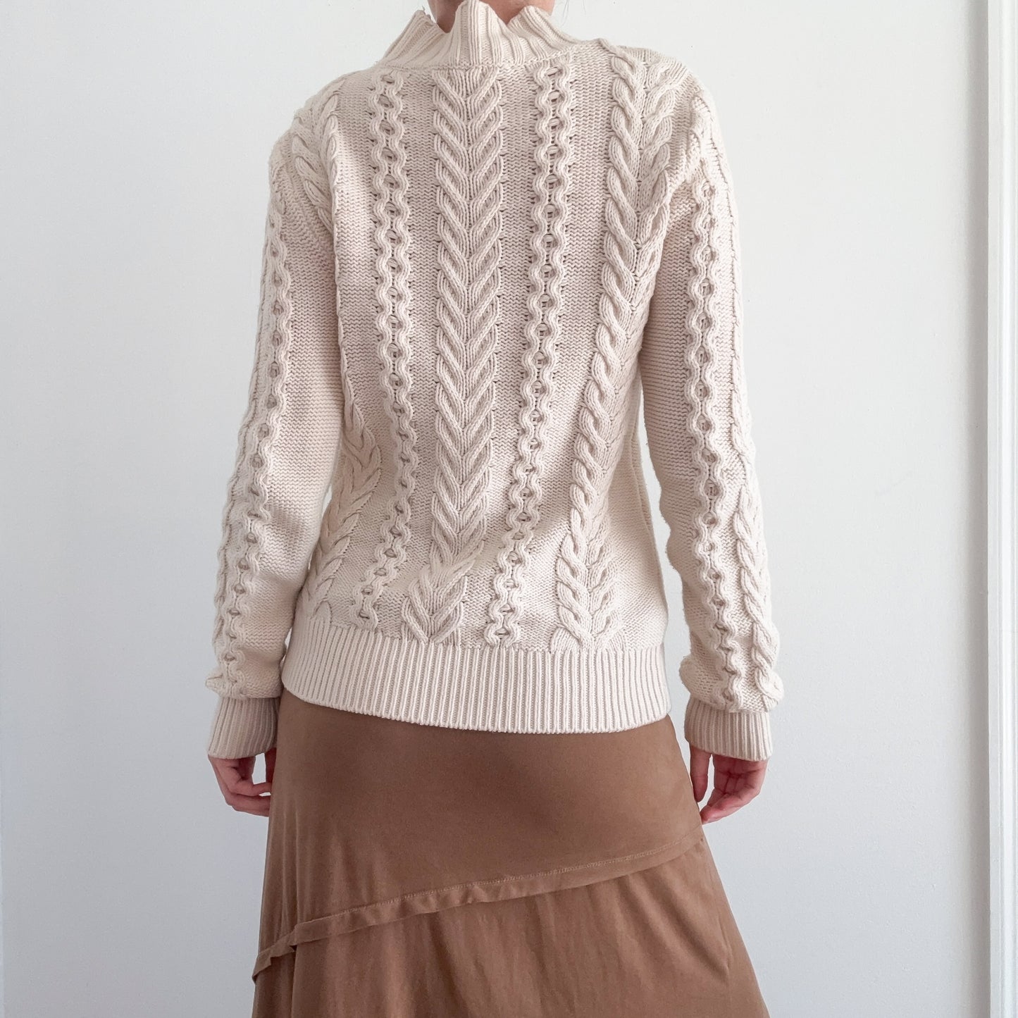 Y2K French Connection Cream Knit Sweater / SZ S