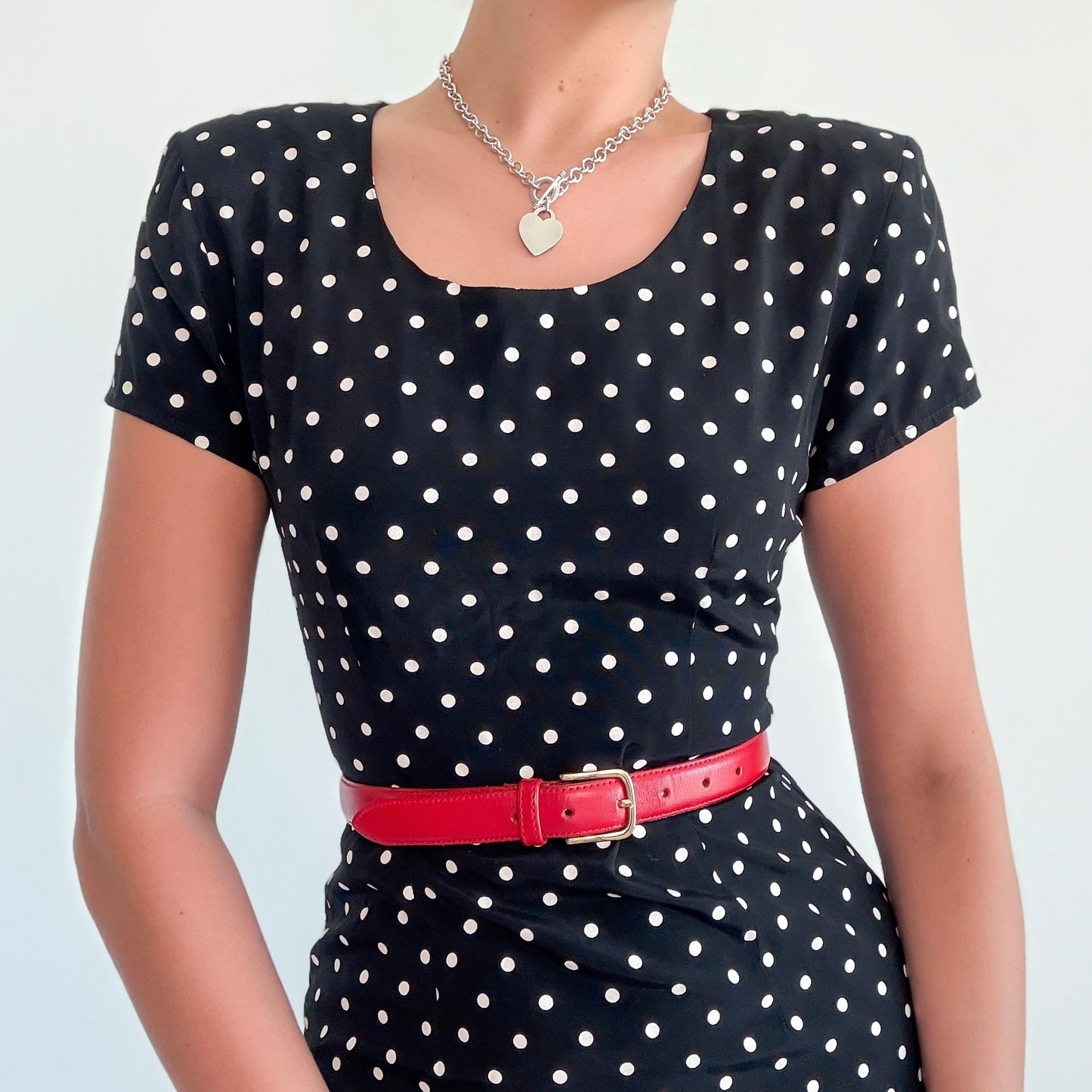 90's Black Polka Dot Mini Dress / SZ 2