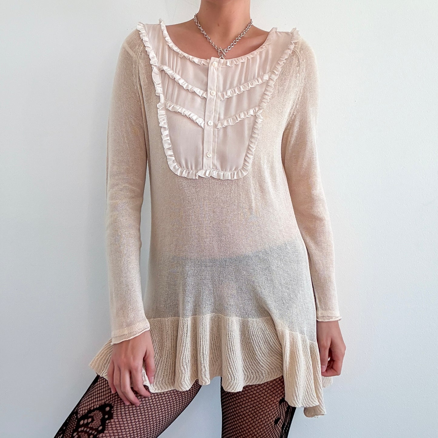 2010's Cream Knitted Babydoll Dress / SZ S-L