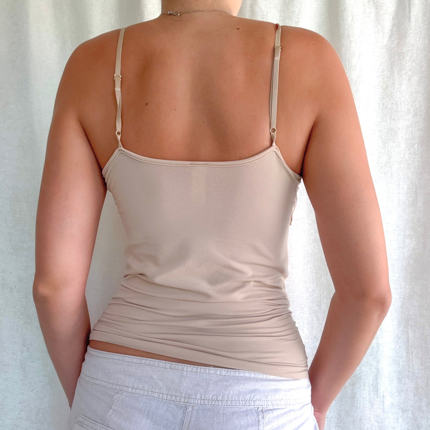 Y2K Nude Stretch Lace Tank / SZ M