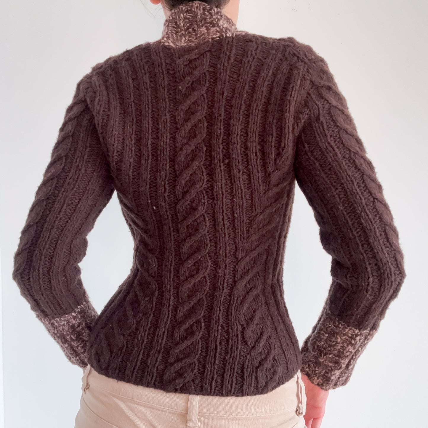 Y2K Brown Sweater Knit Cardigan / SZ S