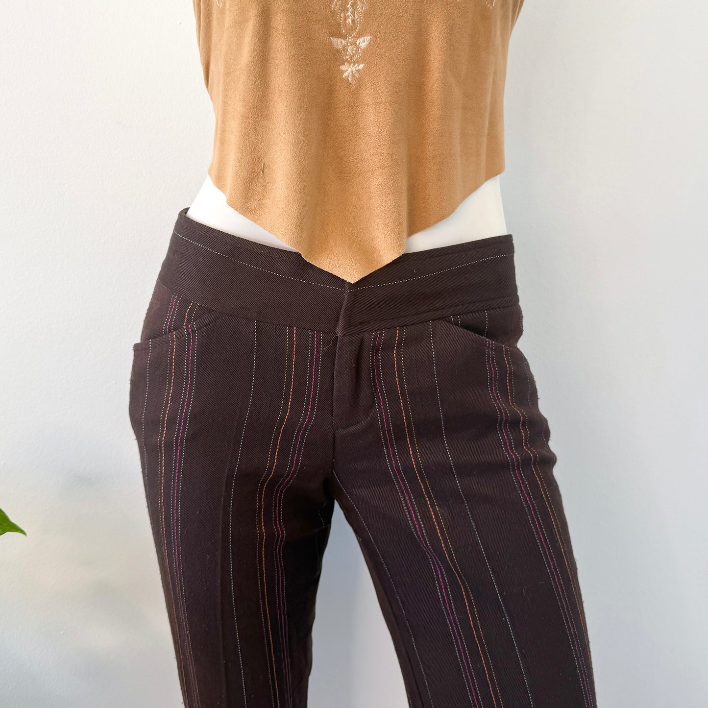 Y2K Rampage Brown Striped Pants / SZ 2
