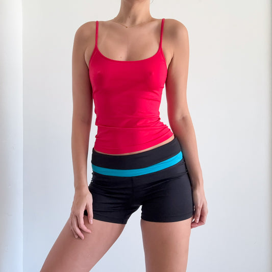 Y2K Black & Teal Workout Shorts / SZ M