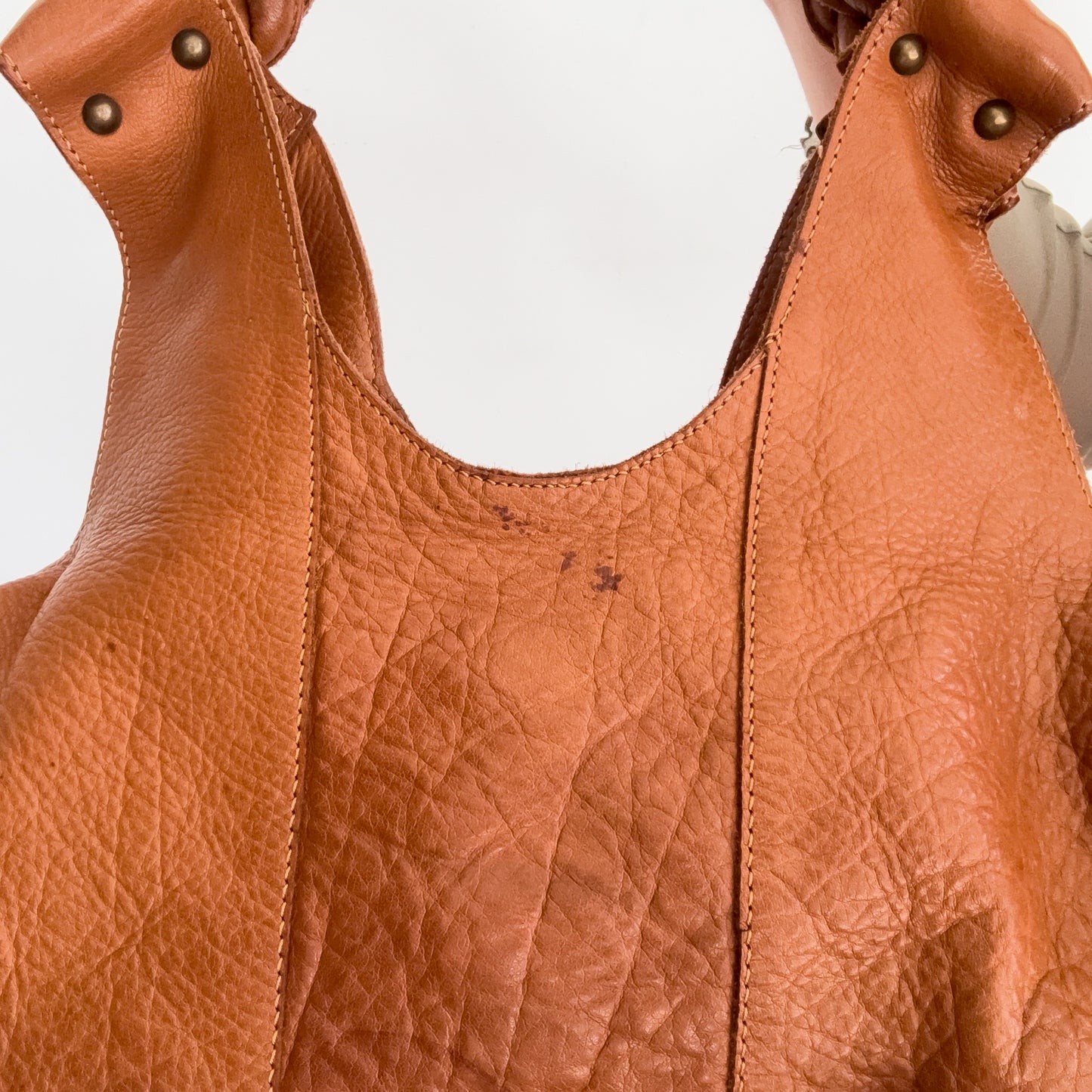 Y2K Brown Leather Braided Handbag