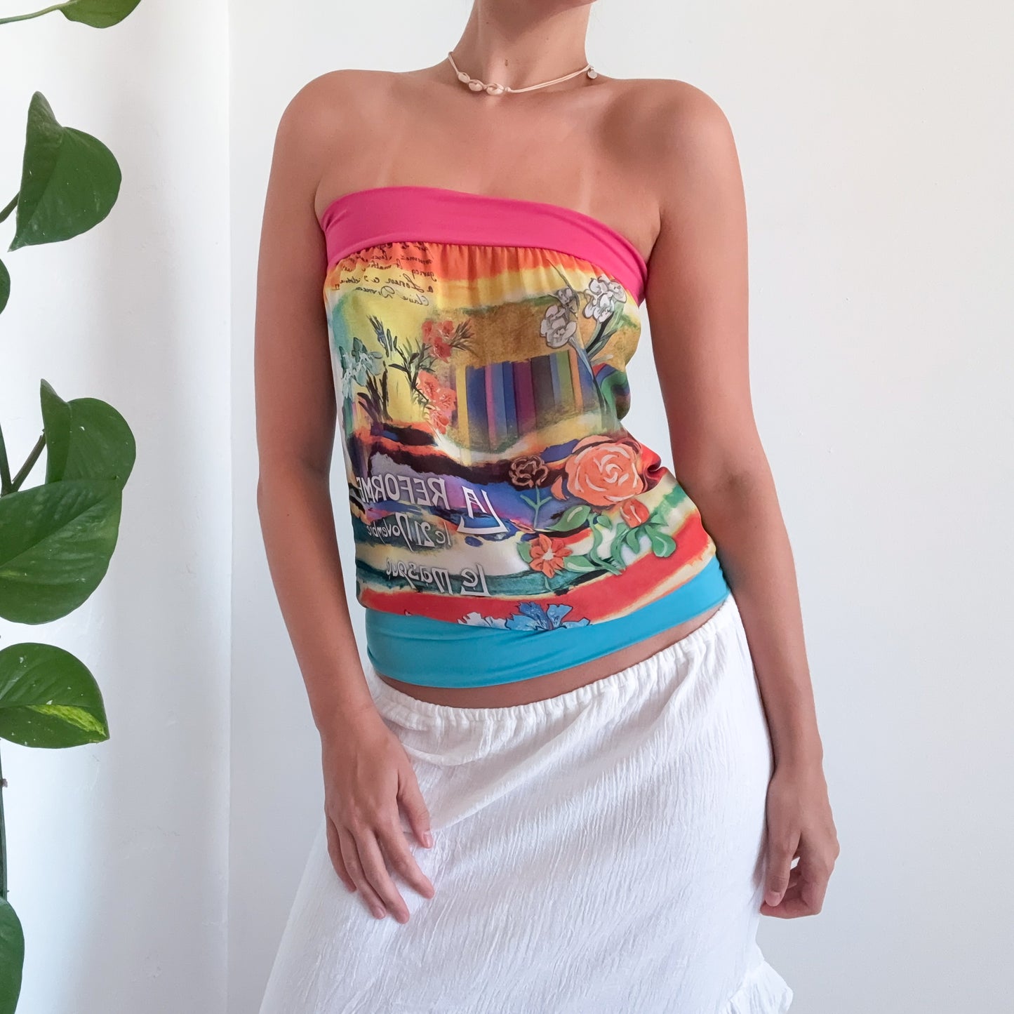 Y2K Rainbow Graphic Tube Top / SZ S