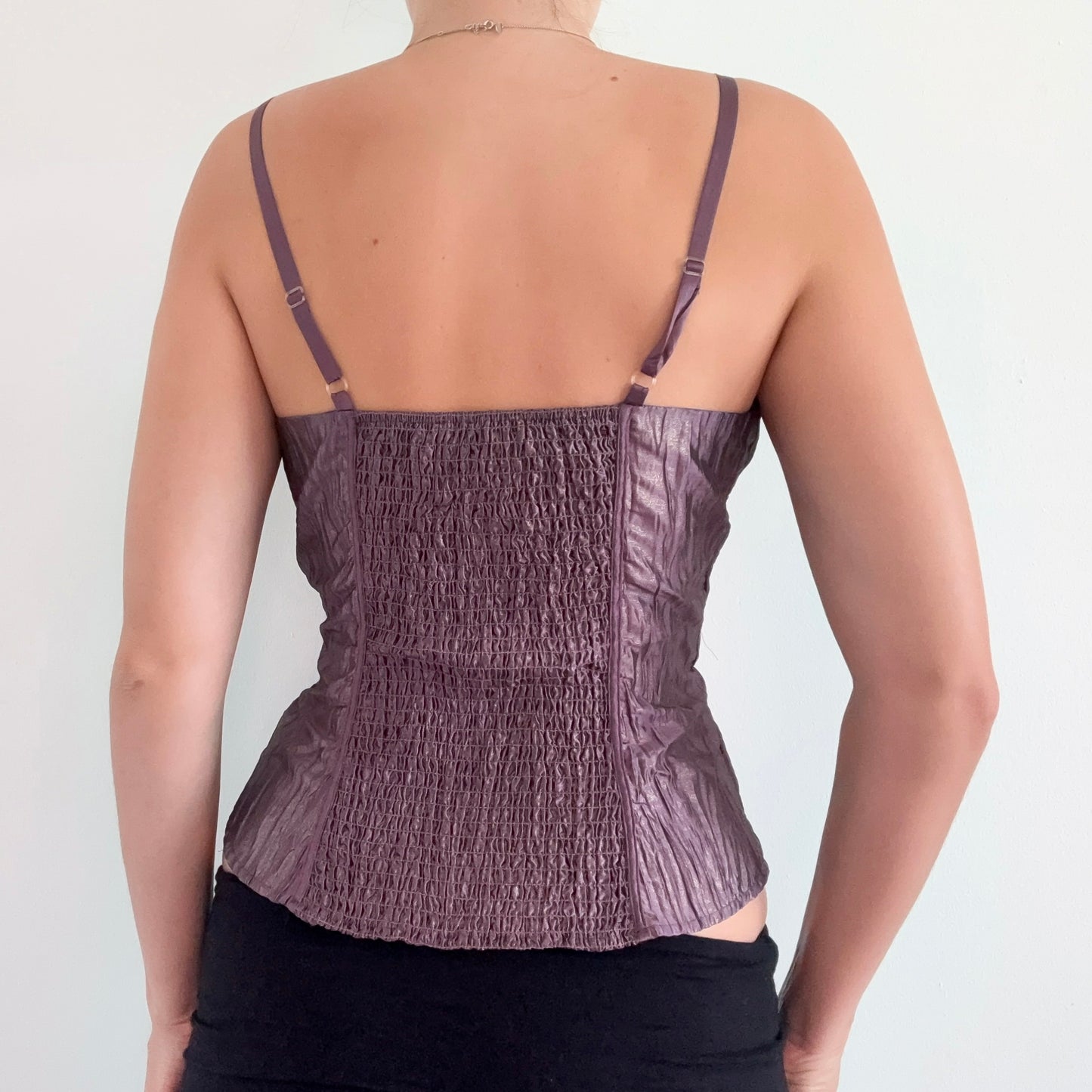 Y2K Bebe Purple Taffeta Bustier Top / SZ M-L