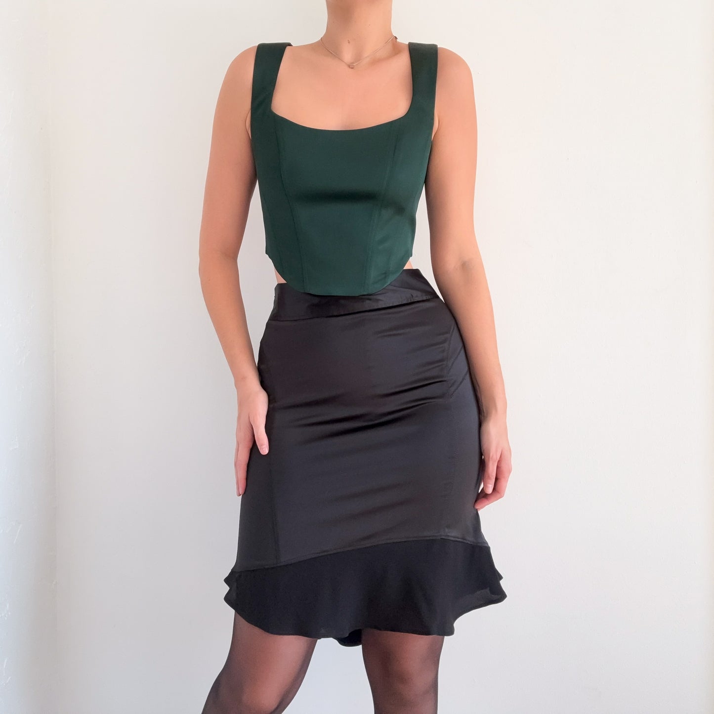 Aritzia Emerald Satin Corset Top / SZ S