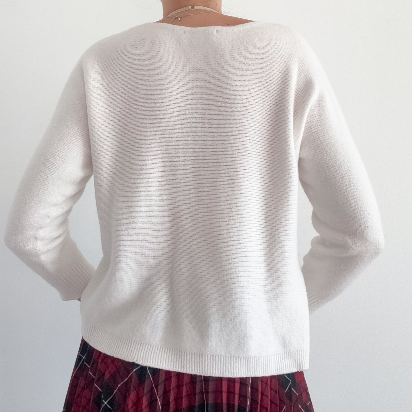 Italian White Star Knit Sweater / SZ M/L