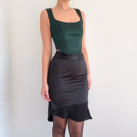 Aritzia Emerald Satin Corset Top / SZ S