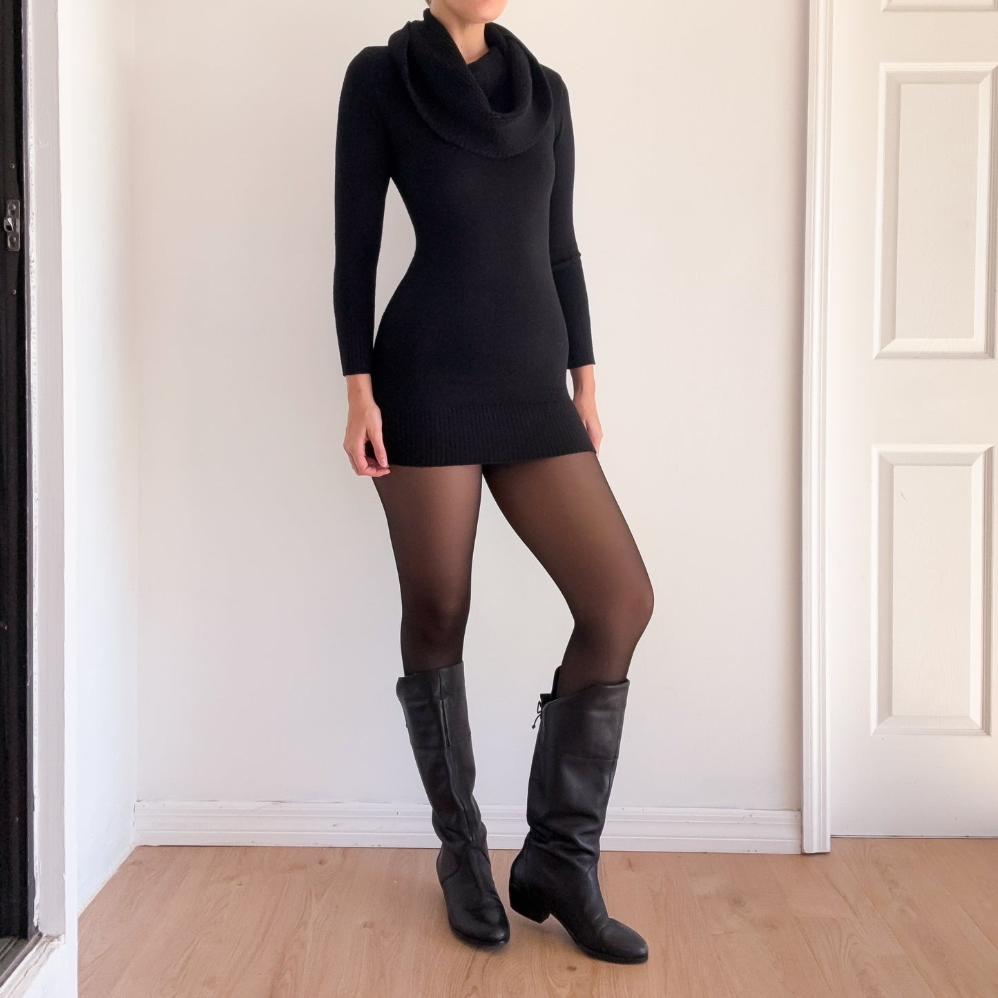 2010's Black Knit Mini Sweater Dress / SZ XS-S