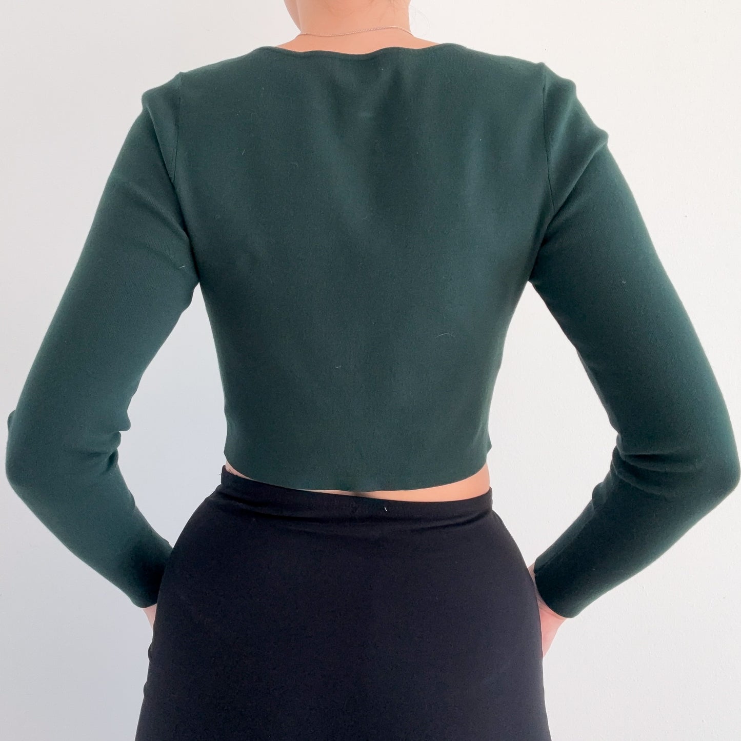 Aritzia Emerald Knit Cropped Cardigan / SZ M