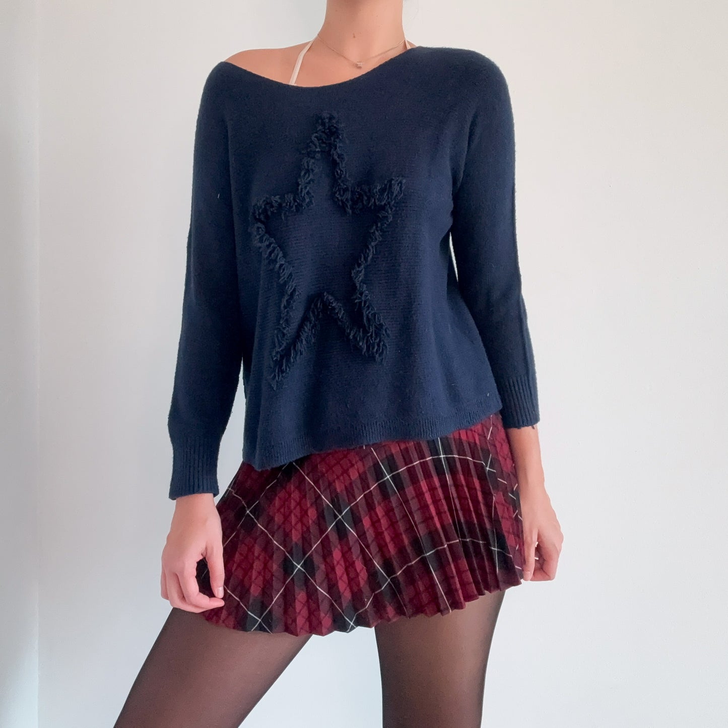 Italian Navy Star Knit Sweater / SZ M/L