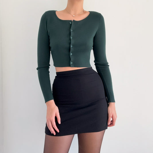 Aritzia Emerald Knit Cropped Cardigan / SZ M