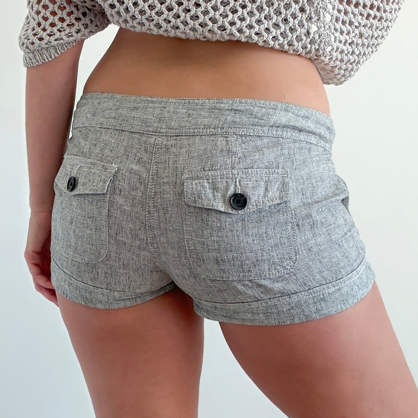 Y2K Express Grey Linen Nautical Shorts / SZ 8/10