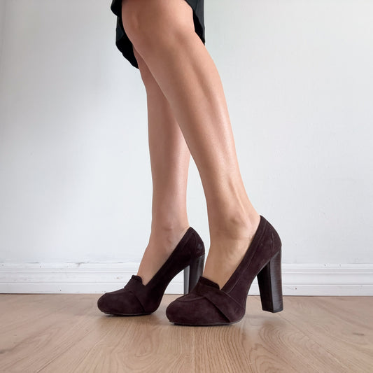 Y2K Diane VonFurstenberg Brown Suede Loafer Pumps / SZ 8.5