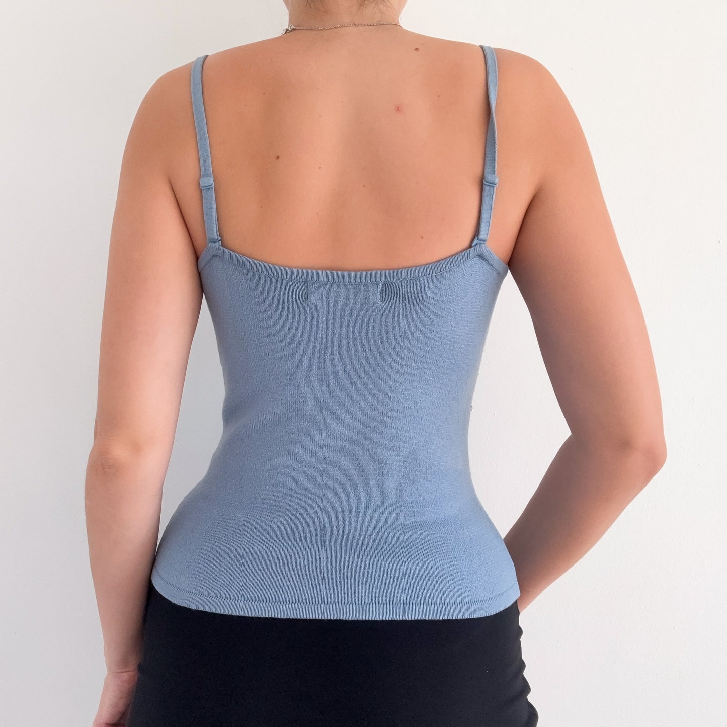 Y2K Powder Blue Silk Cashmere Knit Tank / SZ S