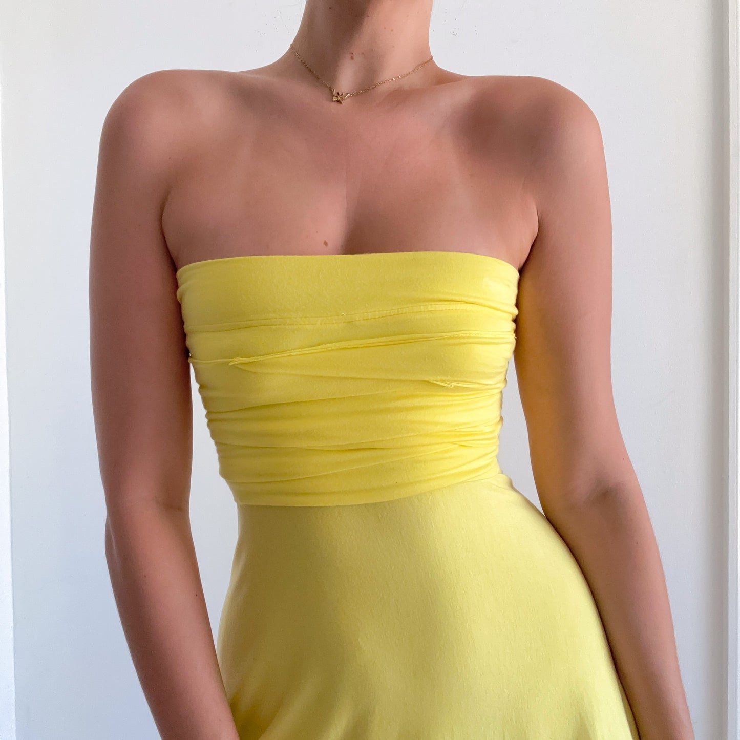 Y2K Yellow Tube Mini Dress / SZ S