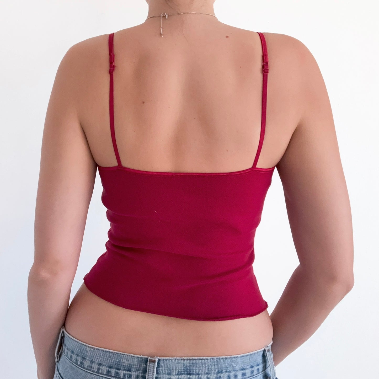 Y2K Crimson Red Lace Cami Tank / SZ S
