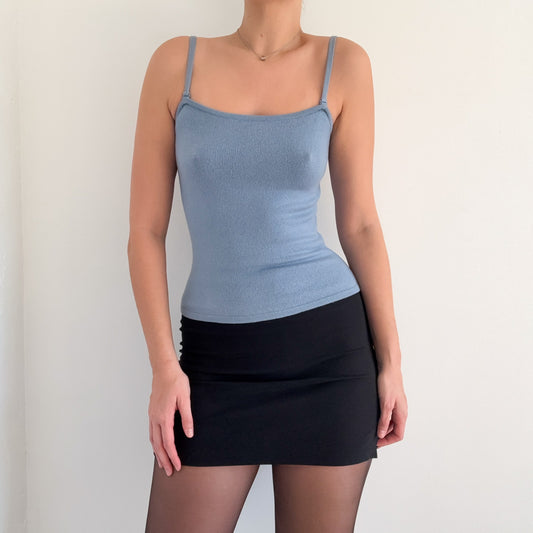 Y2K Powder Blue Silk Cashmere Knit Tank / SZ S
