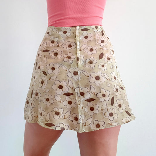 90's Light Green Flower Mini Skirt / SZ 4