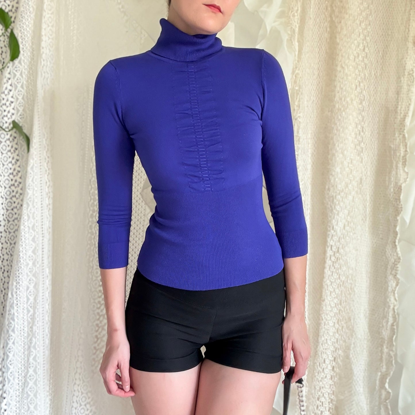 Y2K Indigo Knit Turtleneck / SZ XS-S