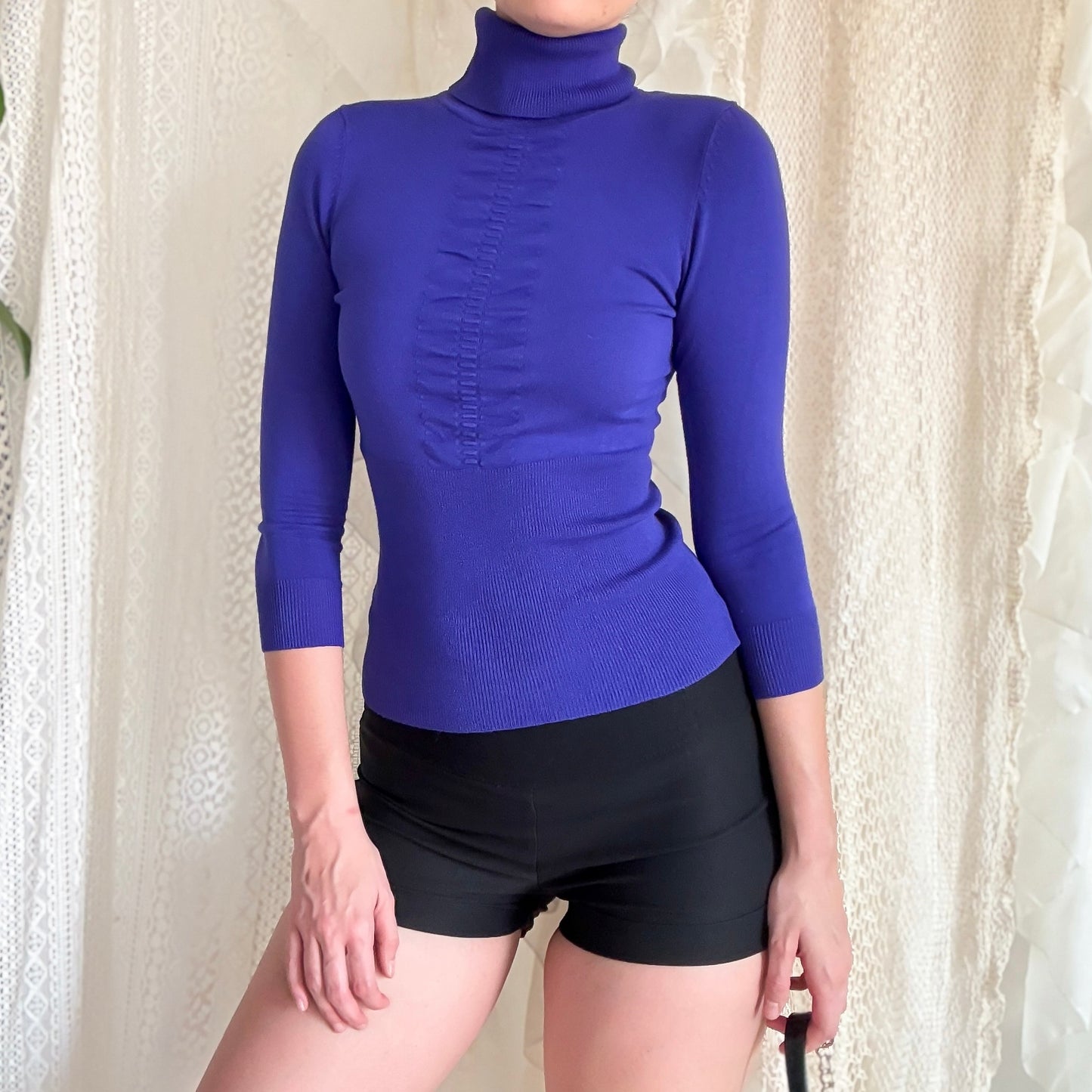 Y2K Indigo Knit Turtleneck / SZ XS-S