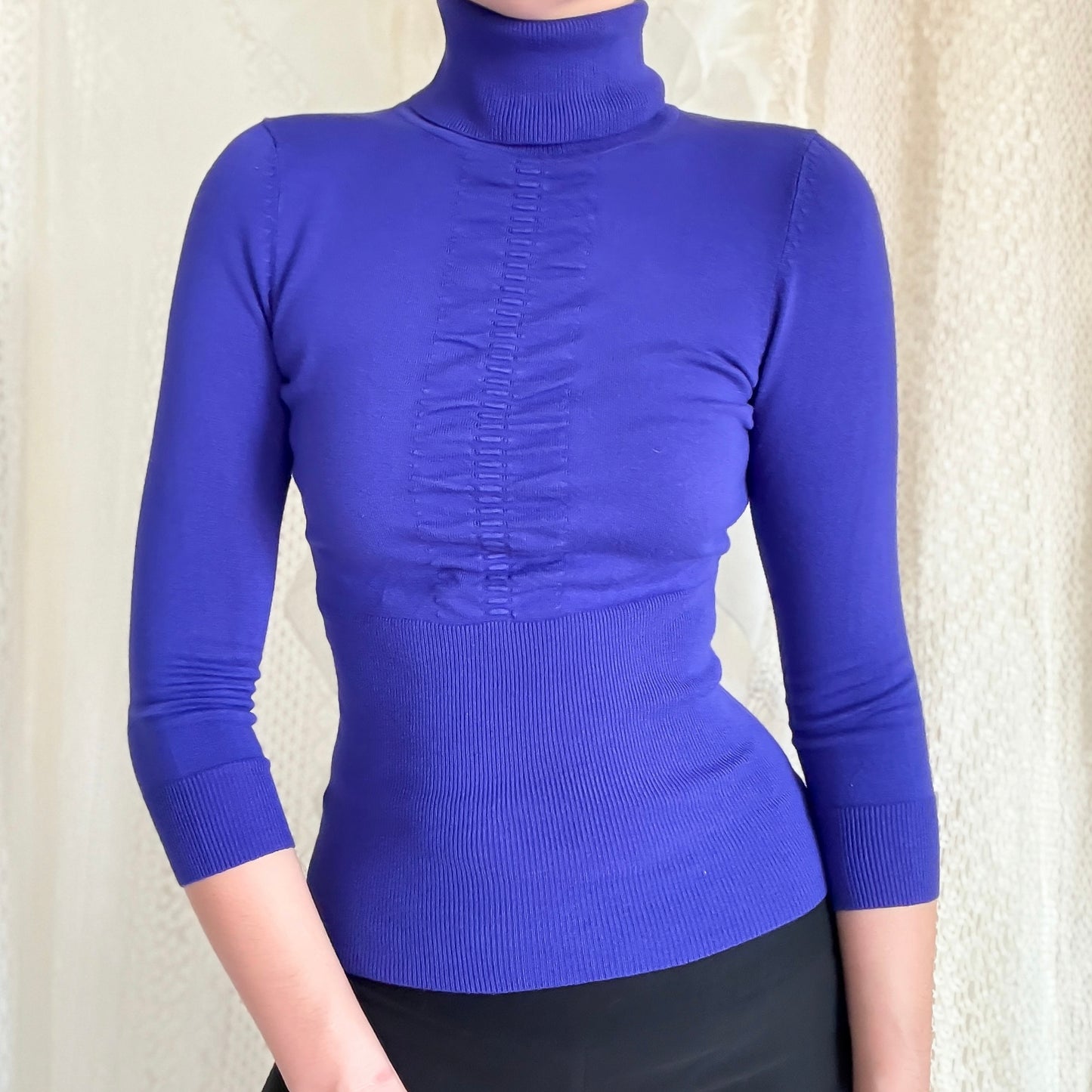 Y2K Indigo Knit Turtleneck / SZ XS-S