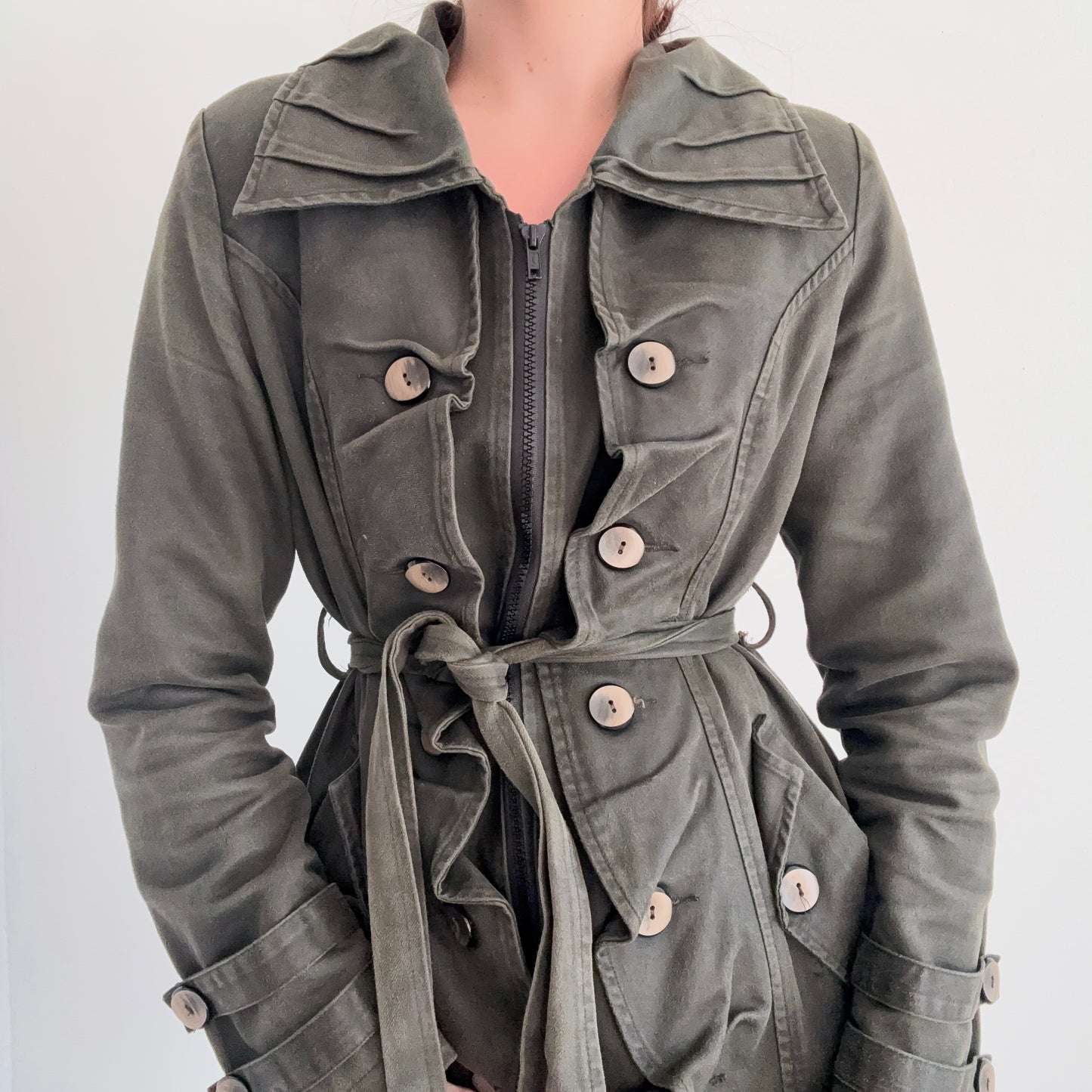 2010's Army Green Military Style Coat / SZ L