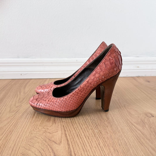 Y2K Elie Tahari Mauve Snakeskin Pumps / SZ 6